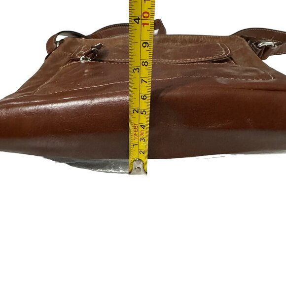 Giani Bernini brown distressed leather multi compartment crossbody purse - Picture 12 of 12